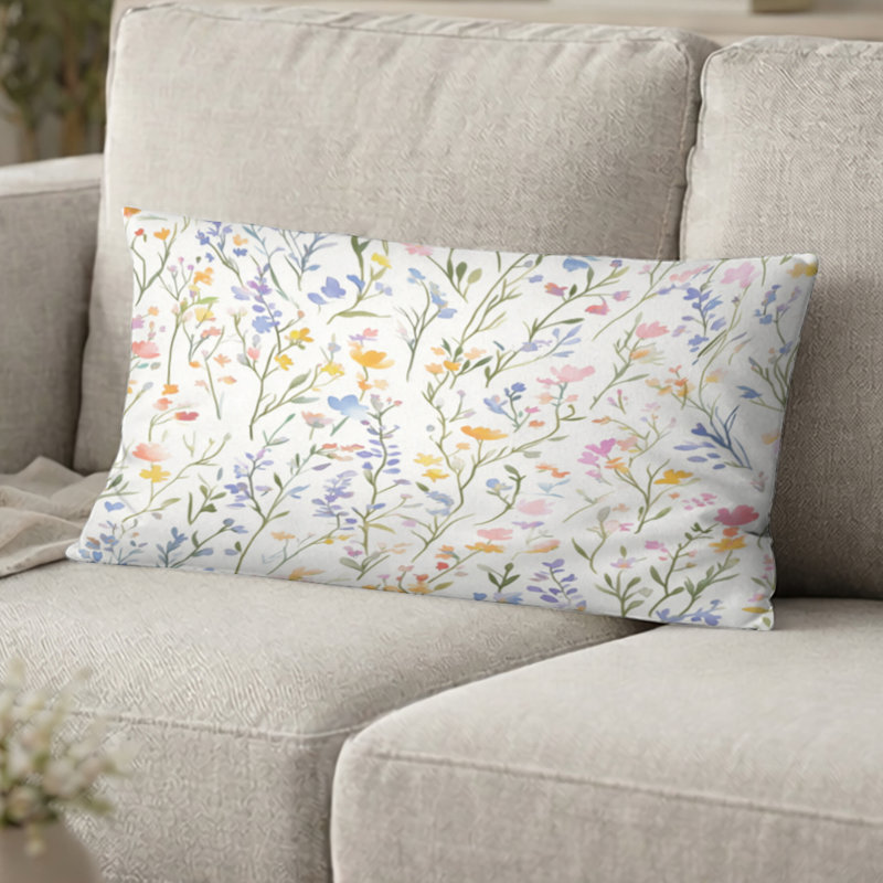 Coussin décoratif floral - Coussin Boho Fairy Meadow, H 12 po x l 20 po