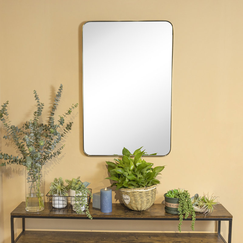 Miroir de salle de bain Javeion, 36 po x 24 po, Or brossé