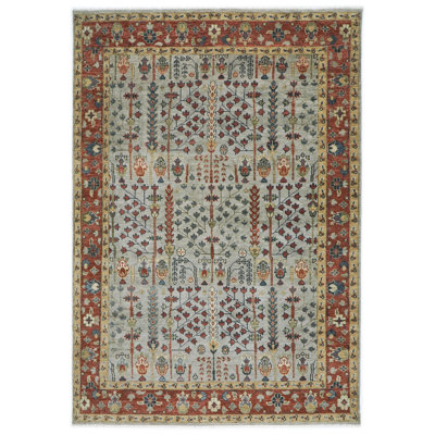 Tapis transitionnel en laine noué à la main 10 po x 14 pi 1 po Oushak