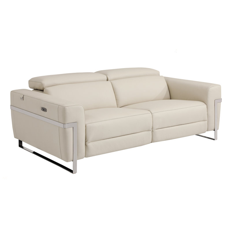 Cuir grainé avec fauteuil inclinable Global United, Beige