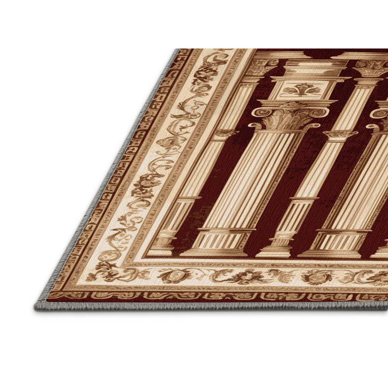 Tapis brun français lavable à la machine, Carré 8 pi