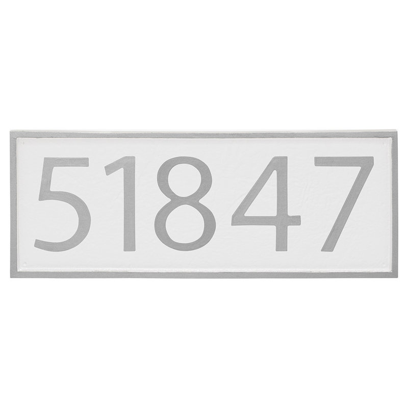 Plaque d’adresse murale sur 1 ligne, Argent, Blanc, Oui