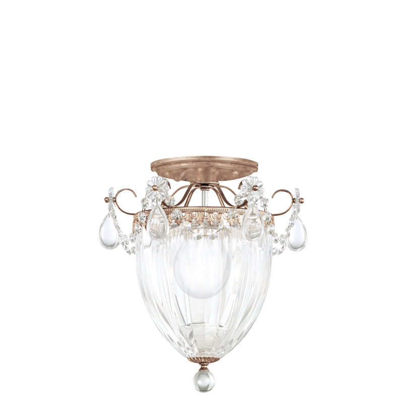 Bagatelle 3 - Light Semi Flush Mount, Antique Silver, Heritage Crystal