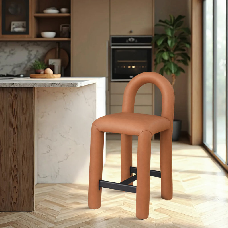 Amari Stool, Vegan Leather, Cognac