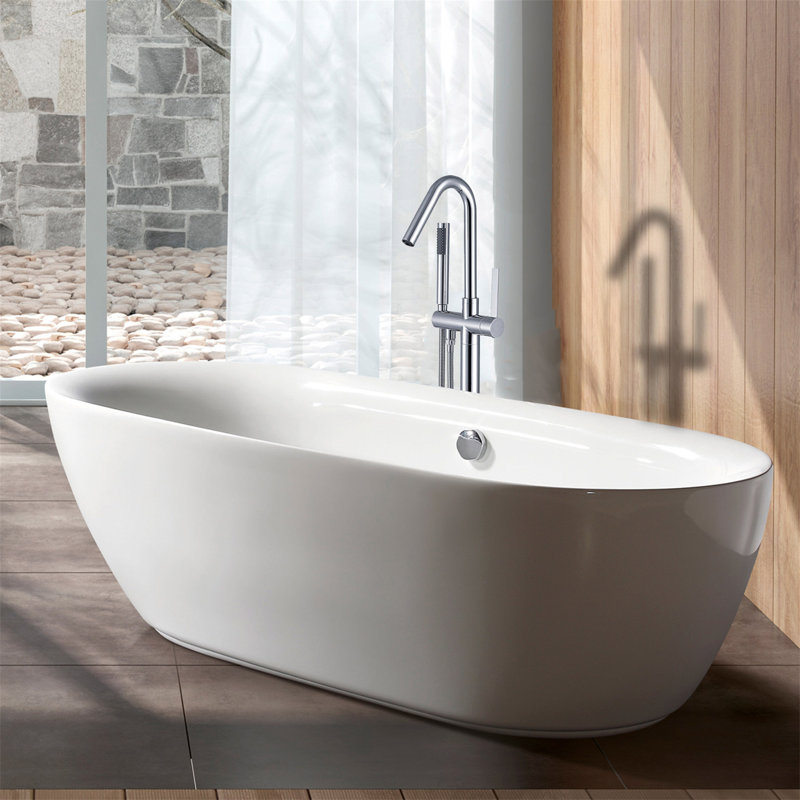 Freestanding Bathtub Faucet With Hand Shower, Chrome