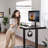 Tempered Glass Top Height Adjustable Standing Desk, Computer Desk with Drawer and USB Charge-1006698345-1008077176
