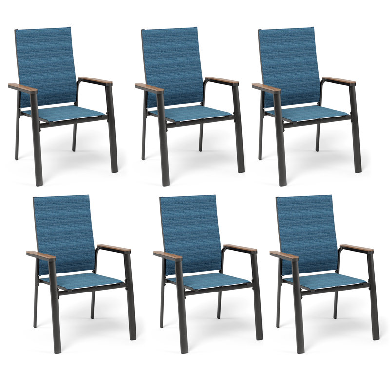 Outdoor Patio Dining Armchair, Blue, 6