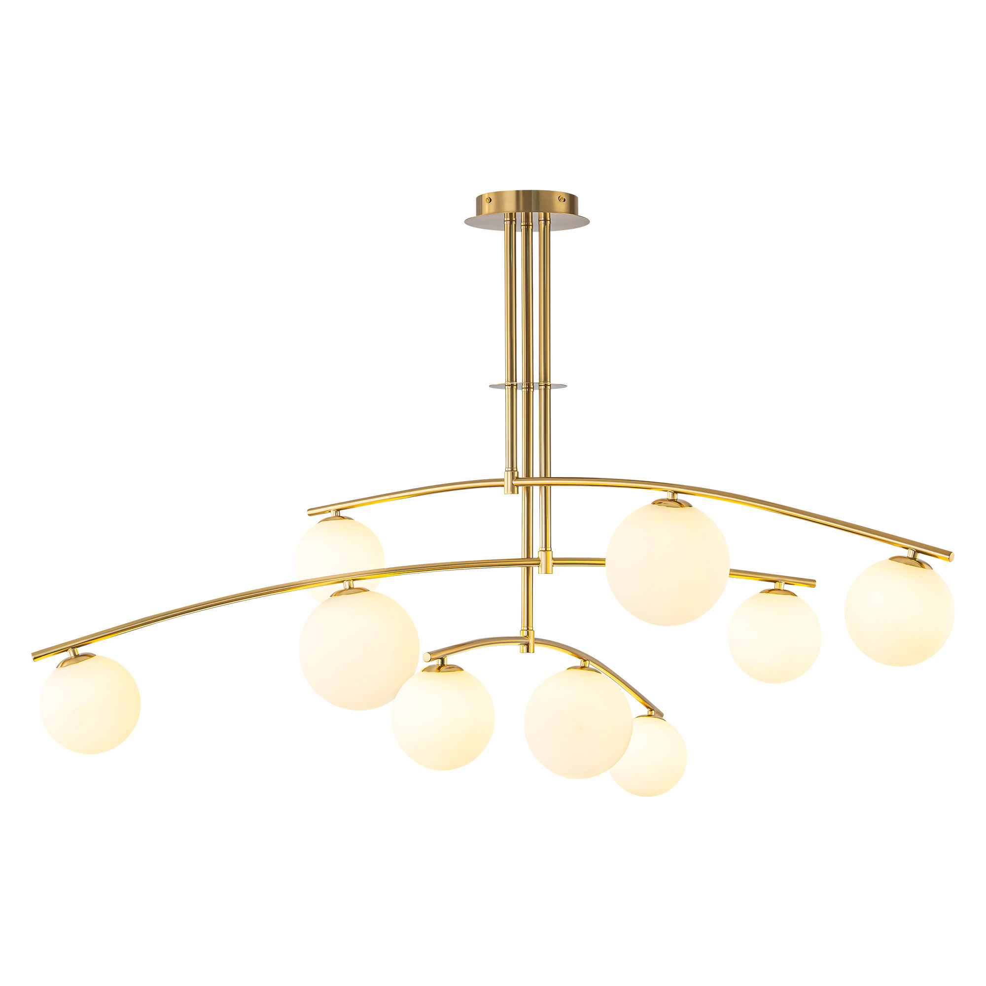 Fairfax Glass Bubble Semi Flush Mount, 9, Gold