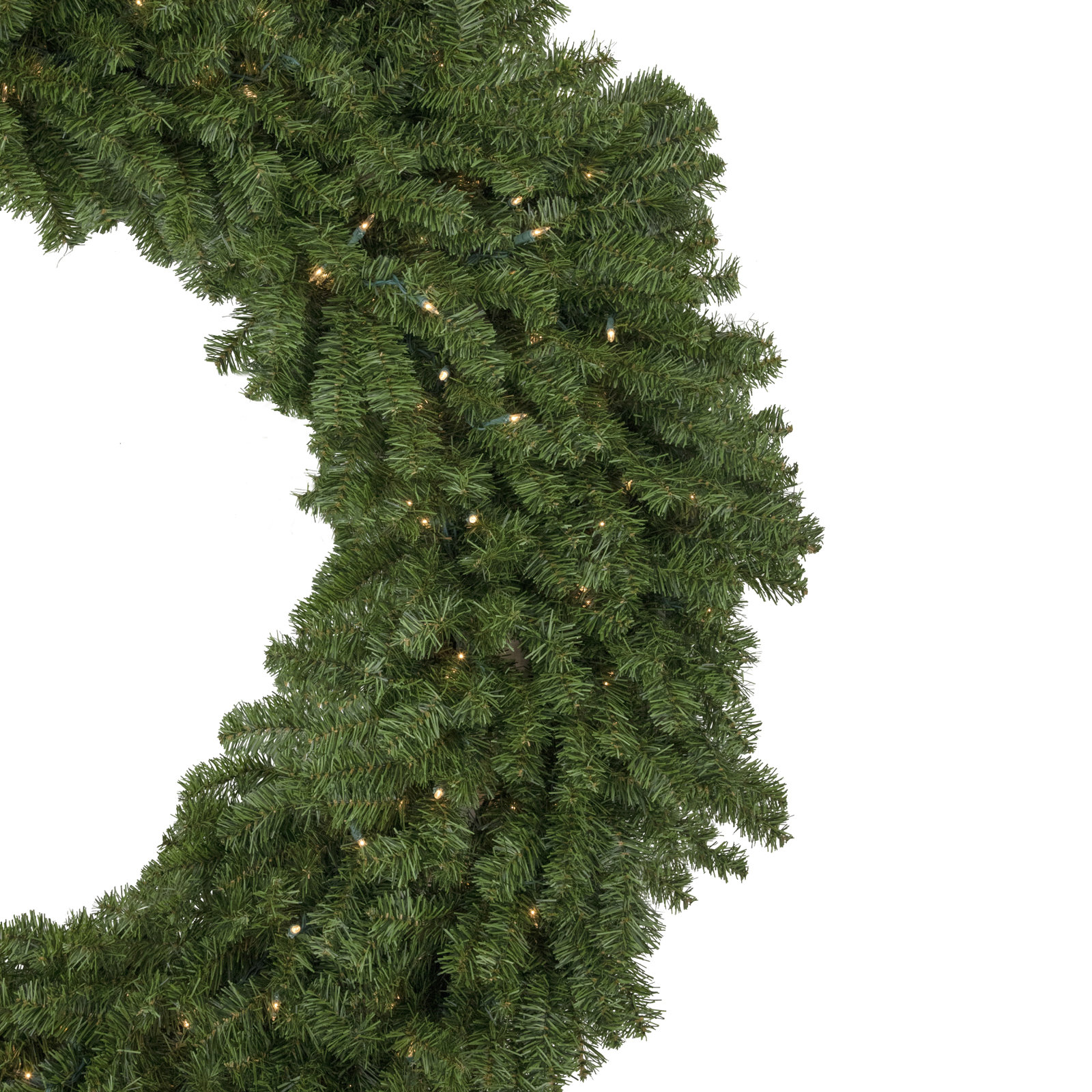 60" Pre-Lit Pine Wreath, Clear/White