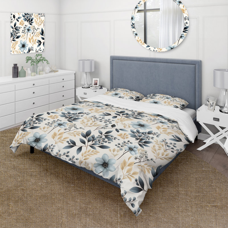 Literie monochrome V botanique, Housse de couette simple + 1 taie décorative stan