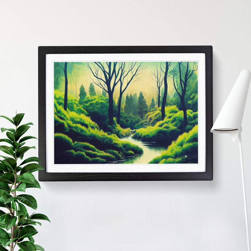 Sumer Forest Stream - Single Picture Frame Print, 34cm H x 46cm W x 2cm D, Black Framed