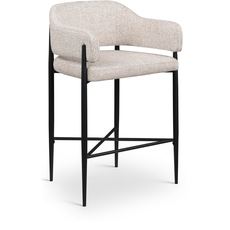 Sylas Fabric Counter Stool, Beige Polyester Fabric