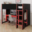Lit mezzanine avec bureau intégré, garde-robe et lumières DEL, poste de travail peu encombrant, tiroir de rangement-2059202391
