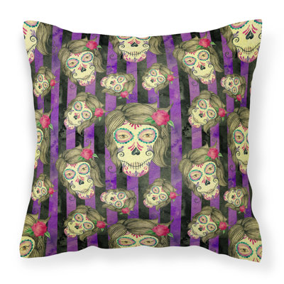 Coussin décoratif d’extérieur watecolor day of the dead halloween