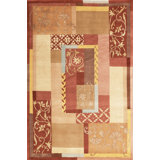 Presidential Hand Knotted Floral Area Rug in Red/Gold