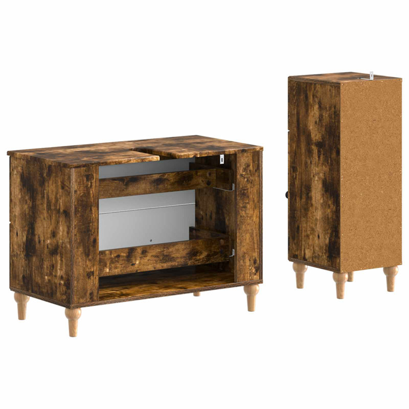 Bathroom Storage Furniture Set, Smoked Oak