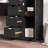 Bathroom Storage Cabinet with Drawers and Adjustable Shelf, Black