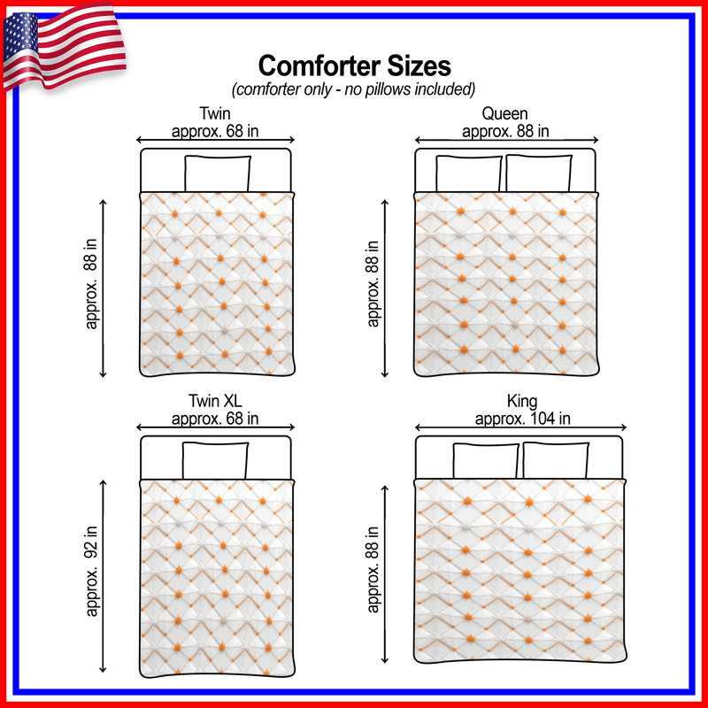 Orange Star Pattern Comforter, Queen