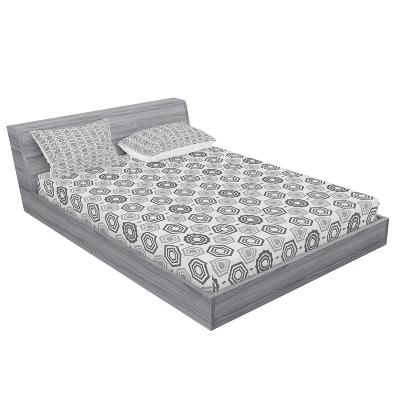 Microfiber Geometric Sheet Set, Full/Double Sheet Set with Fitted Sheet