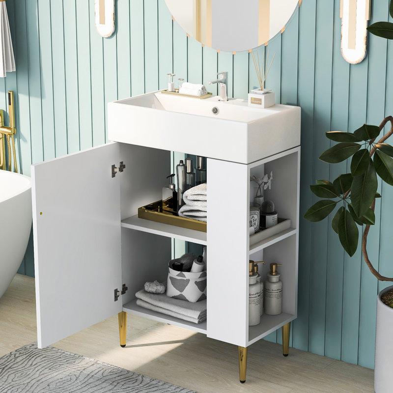 Bathroom Vanity Cabinet 21.6" White - Ample Storage Selections, Smooth Soft-Close, Easy Installation Method Copious Possibilities, Quiet Functionality, Process