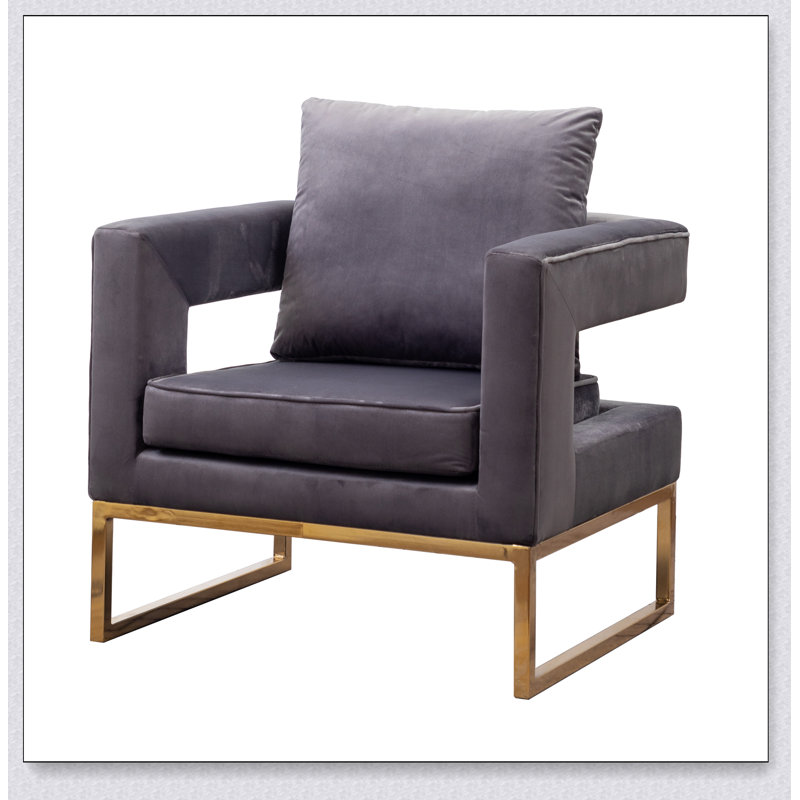 Fauteuil d'appoint rembourré Lenola, Tissu gris