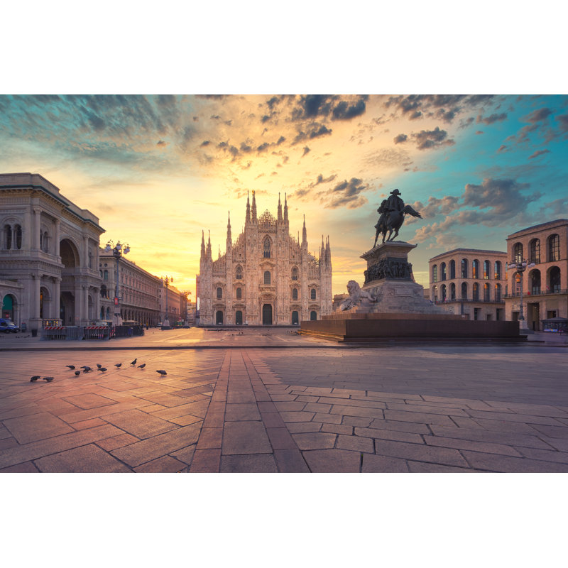 Milan Cathedral Duomo At Sunrise - Wrapped Canvas Print, 30cm H x 46cm W x 3.8cm D