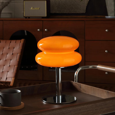 Lampe champignon moderne de style Mid-Century avec abat-jour en verre soufflé à la main à intensité variable, lampe de table rétro pour table de chevet ou décor de salon