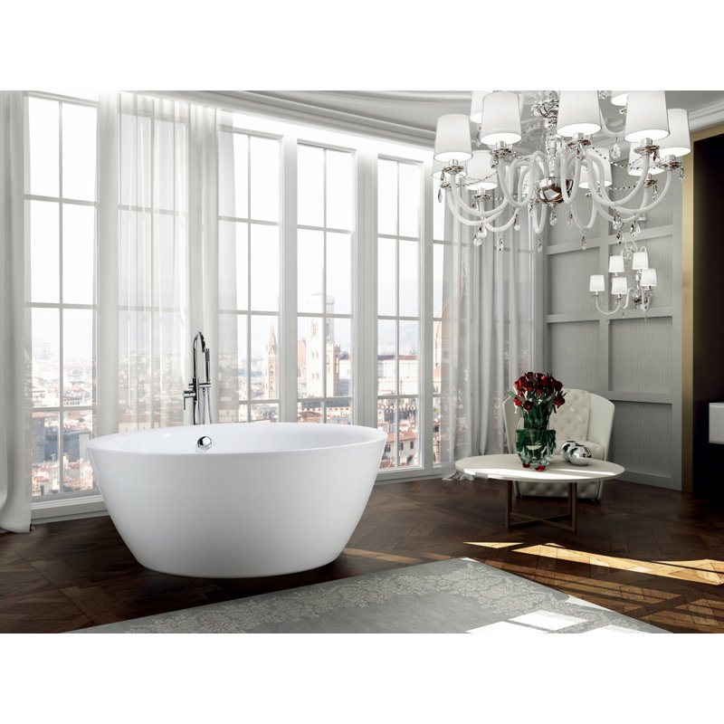 Toulouse 59.1'' x 59.1'' Soaking Acrylic Bathtub, Glossy White