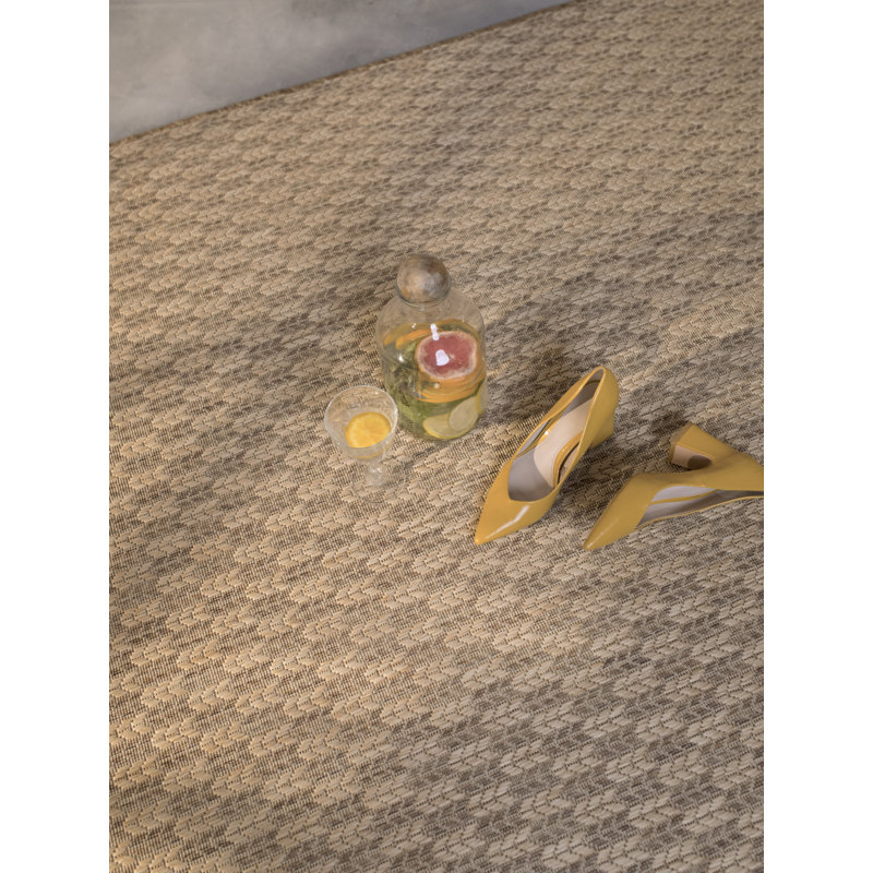 Tapis décoratif d’intérieur/extérieur à motif géométrique beige Alissa, Rectangle 2 pi x 3 pi