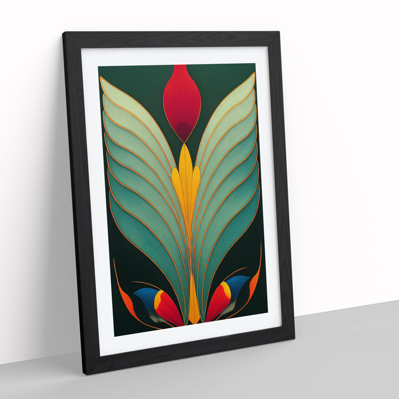 A Surreal Abstract Feather No.2 - Single Picture Frame Print, Black, 34cm H x 25cm W x 2cm D