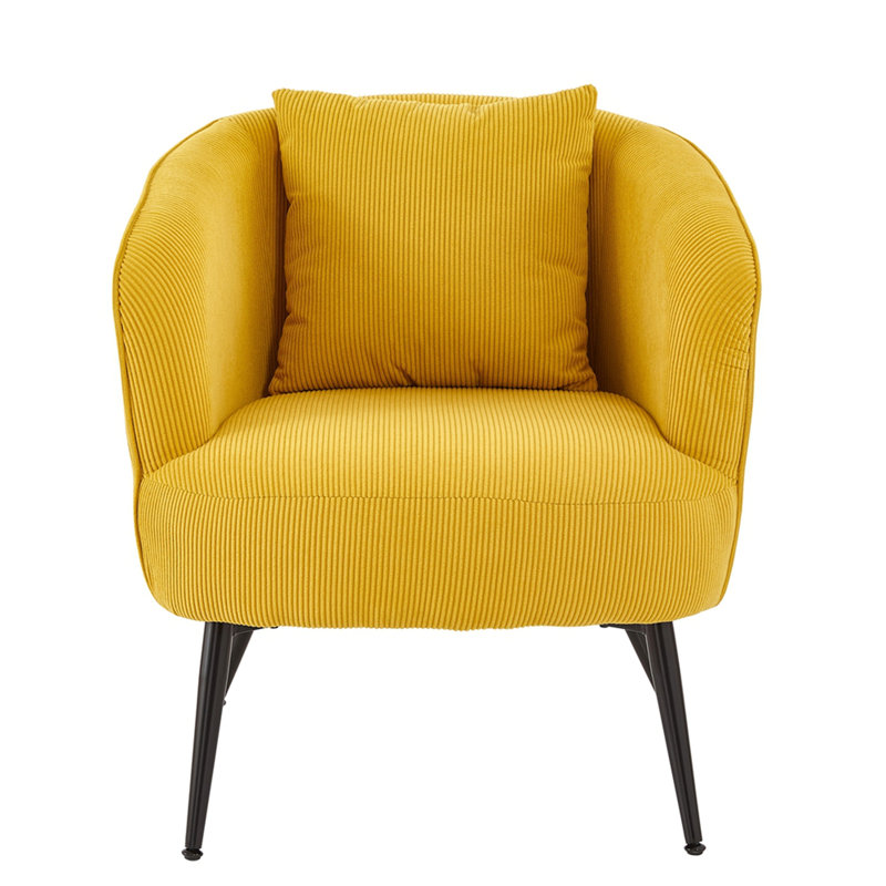 Fauteuil moderne en velours avec coussin, Yellow