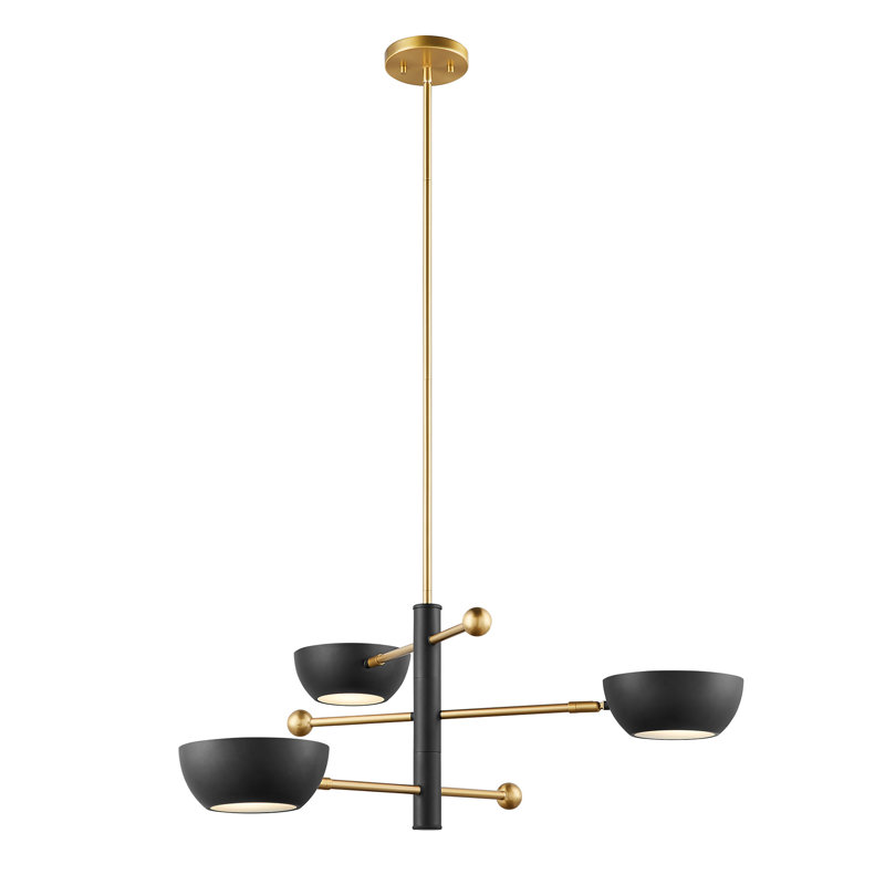 Nyna 3-Light Chandelier in Natural Brass/Matte Black, Natural Brass/Matte Black