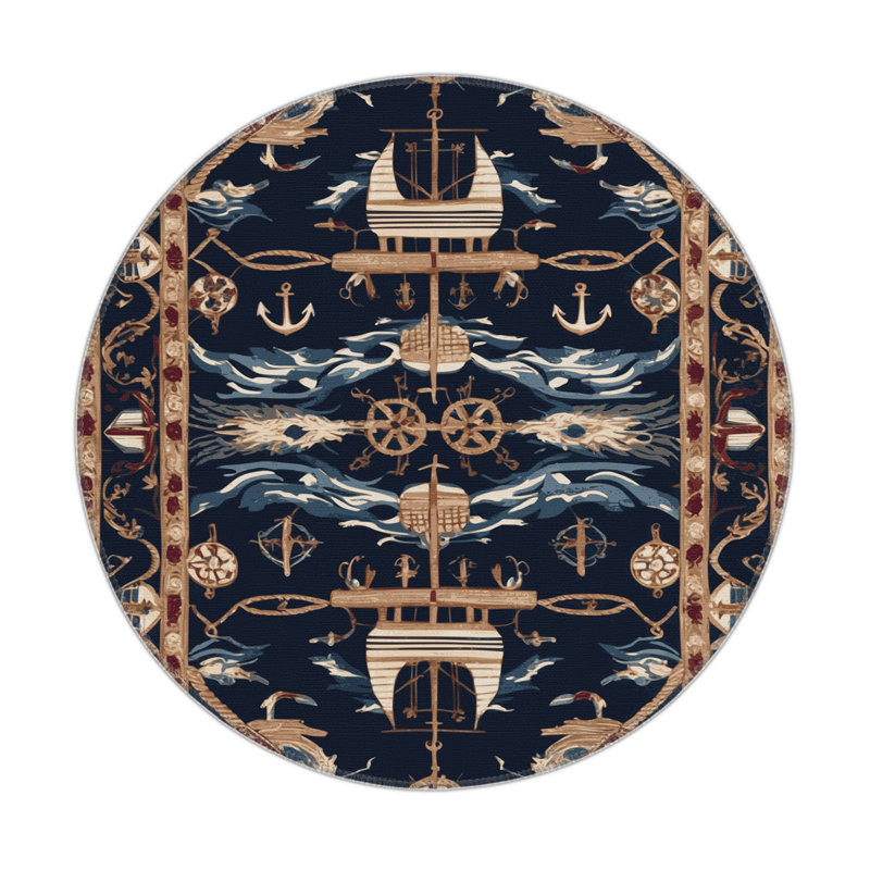 Tapis d'intérieur et d'extérieur gris Persian, Rond 5 pi