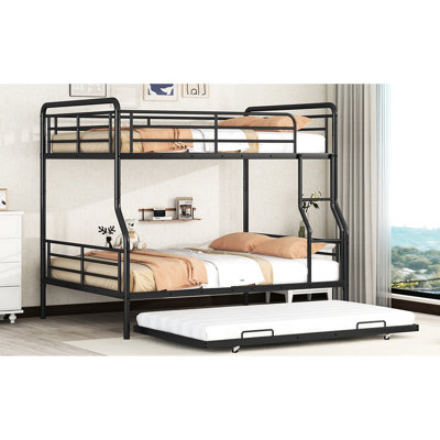 Black Metal Bunk Bed With Twin Trundle - And Stylish Option Size In Comfortable Practical