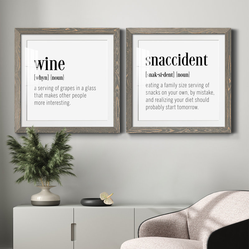 Vin - ensemble d'art textuel 2 pièces, H 27,5 po x l 55 po x P 1,5 po, Encadré gris