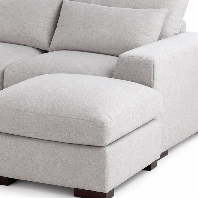 Canapé modulaire avec 2 repose-pieds Tatman, Gris clair