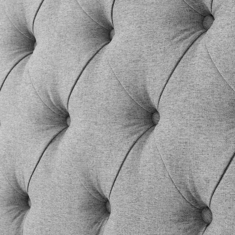 Button-tufted upholstered headboard with adjustable height, Gris, Grand