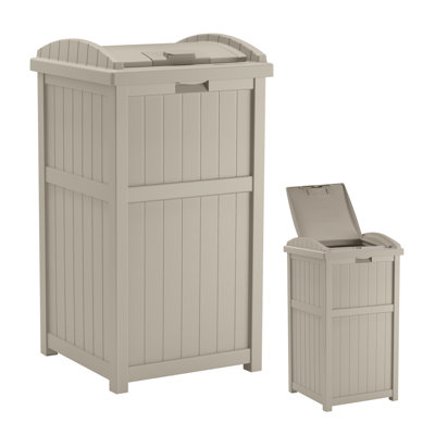 Suncast 15.75 in. W x 16 in. D Resin Trash Hideaway for Outdoor Waste Storage, Made in the USA