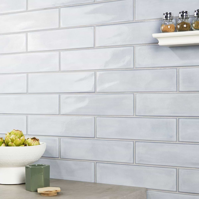 Stacy Garcia ArtBlock 4x16 Glossy Porcelain Tile, Azure Light Blue
