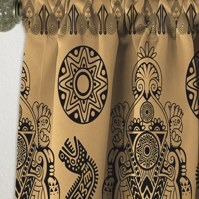 Ethnic African Decorative Pattern - Wildlife Tropical Blackout Curtain Single Panel