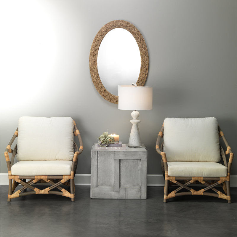 Braided Natural Seagrass Oval Wall Mirror