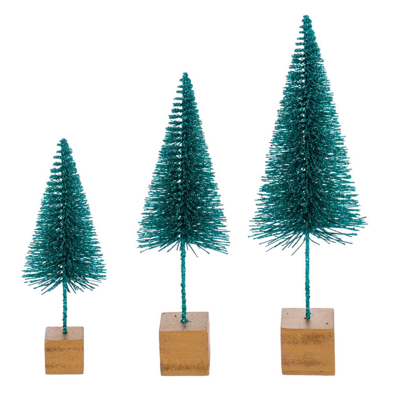 Ensemble de 3 arbres à brosses bleu sarcelle 8 à 10 po / 3 po