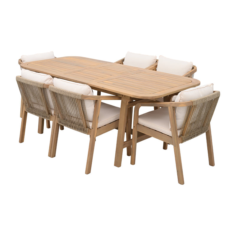 Ensemble repas 7 pièces avec table extensible et coussins Riehlin
