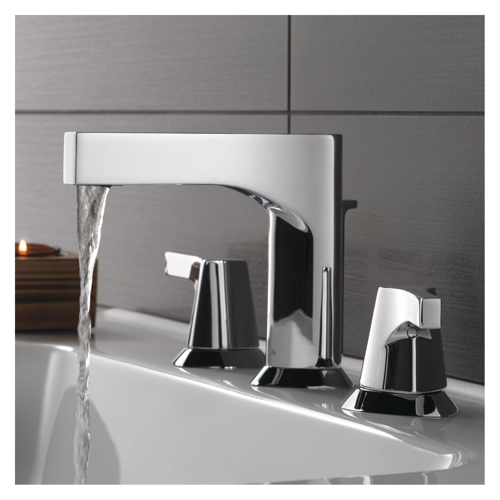 Zura Widespread Faucet with Drain Assembly, Chrome