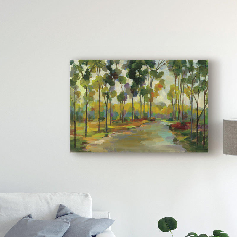 «Path in the Forest», reproduction de peinture acrylique sur toile tendue, H 12 po x l 19 po x P 2 po