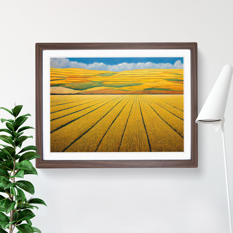 Inspirational Wheat Field 1 Piece Single Picture Frame Wall Art, 34cm H x 46cm W x 2cm D, Walnut
