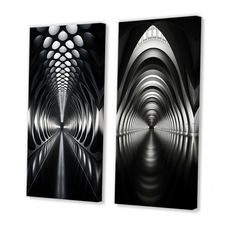 «Gray Tunnel Futuristic Elegance Sleek», 2 pièces, Toile tendue, H 40 po x l 40 po