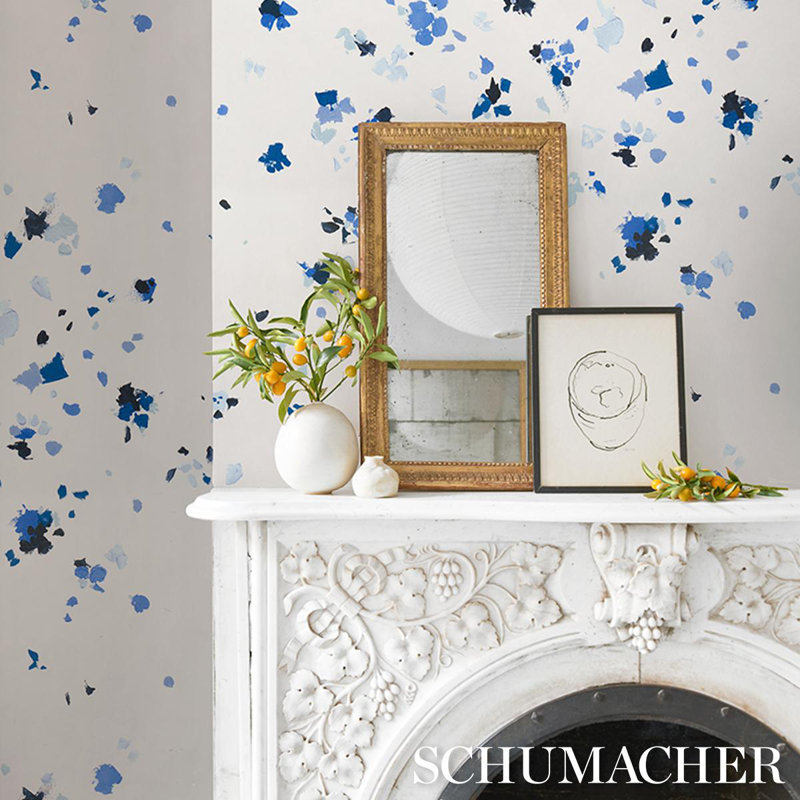 Schumacher X Backdrop Fairfarren Wallpaper, Clean Blue