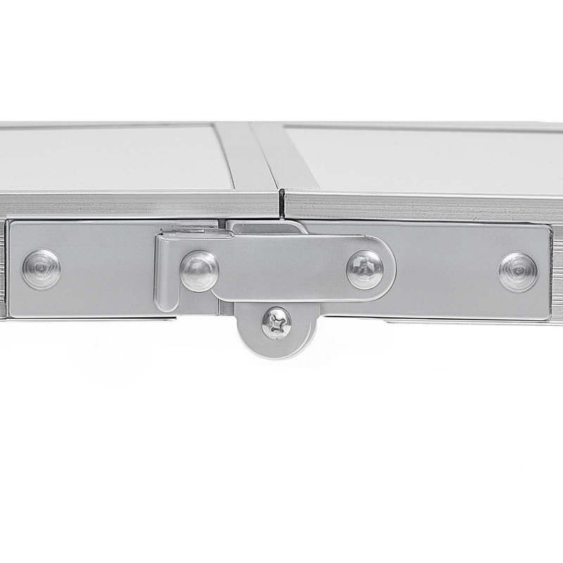 2Ft Folding Portable Camping Table, Adjustable Height Aluminum Outdoor Table, Silver