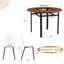 Ensemble table et chaises. Table de salle à manger ronde de 107 cm (42 pouces), style minimaliste moderne, fini bois brun. Comprend 6 chaises en plastique transparent avec pattes en métal noir. Pour un confort optimal à la maison.